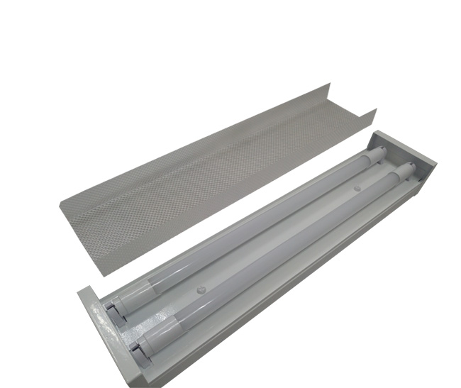 LED prismatic batten light with double tube IP20
